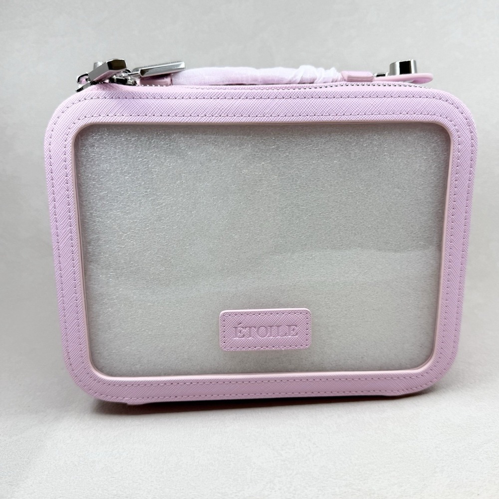 ETOILE Small Twin Cosmetic Case Vegan Leather Lavender Pink *NEW WITH DEFECT*
